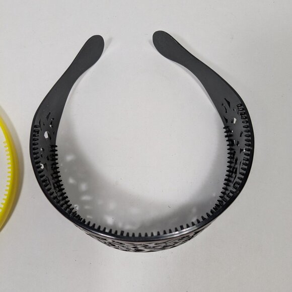 Set Hard Plastic Headbands Wide Cutout Design Brown Yellow Thin Kidcore Casual - Picture 3 of 9